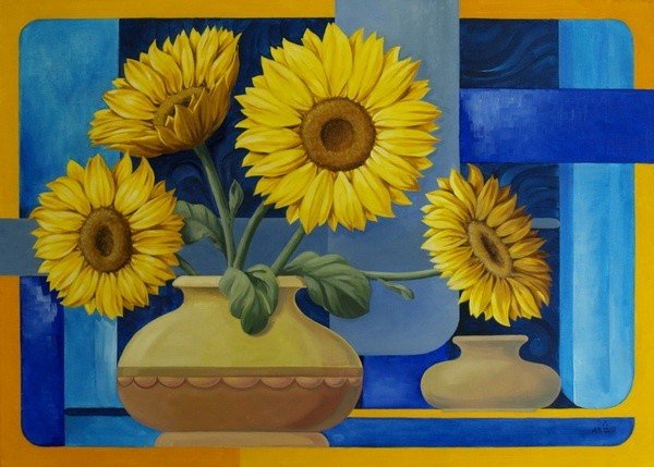 Подсолнухи в декоративной живописи