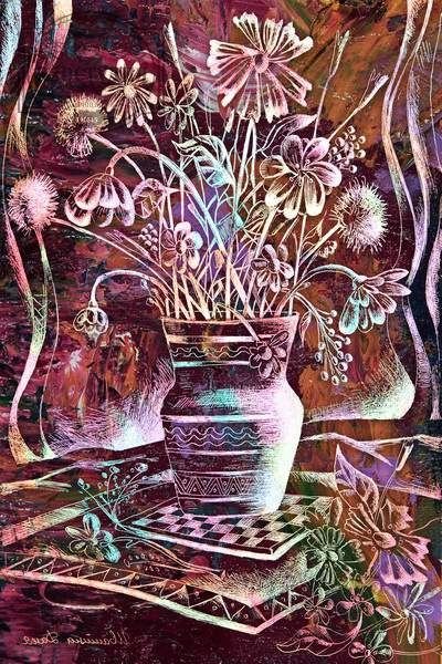 Техника граттаж натюрморт