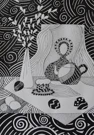 Декоративный натюрморт в графике