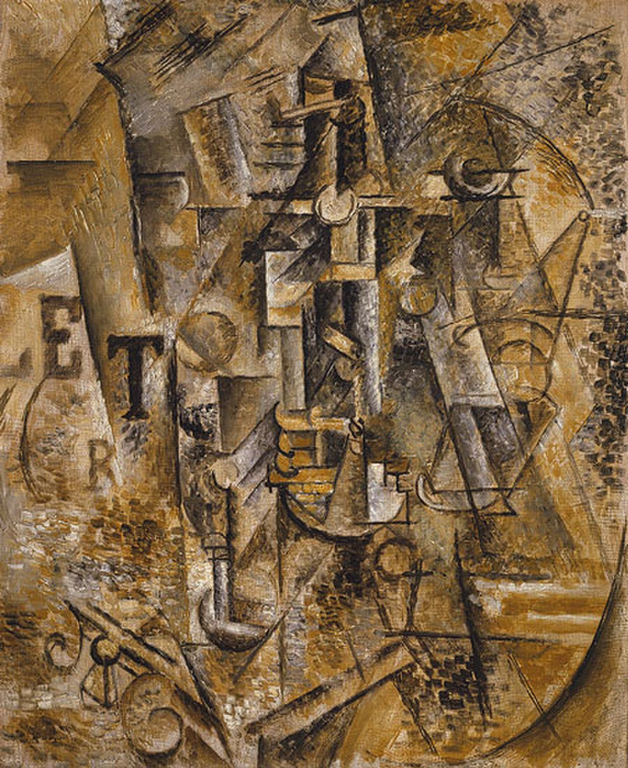 Пабло Пикассо. Натюрморт с бутылкой Рома. 1911