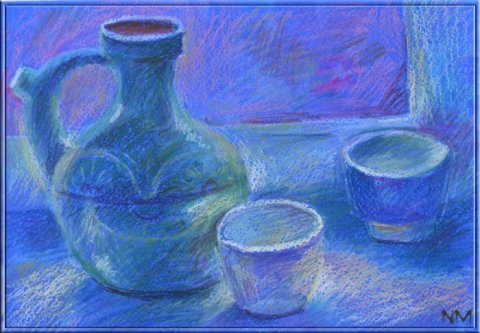 Натюрморт в холодной гамме легко