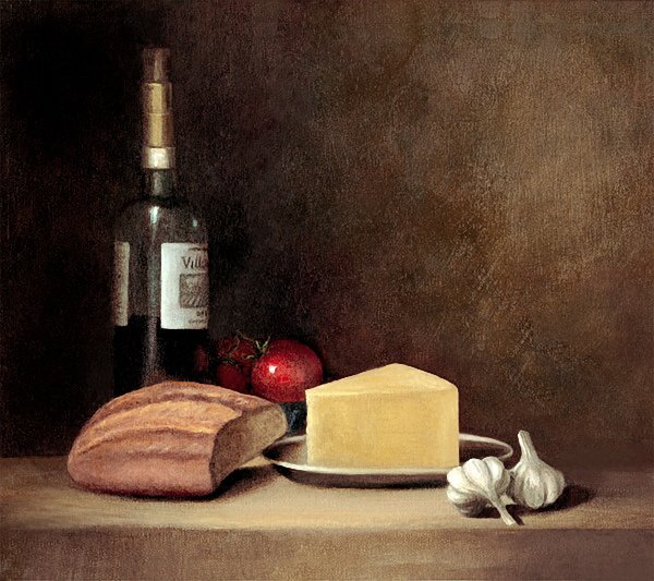 Вино сыр хлеб натюрморт