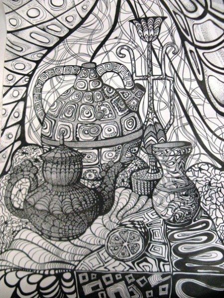 Легкий декоративный натюрморт в графике (49 фото)