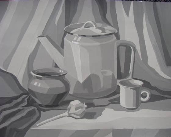 Этюд гризайль гуашь