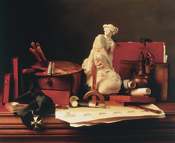 Жан Батист Симеон Шарден натюрморт с атрибутами искусств