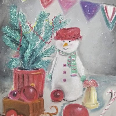 Натюрморт пастель новый год Рождество