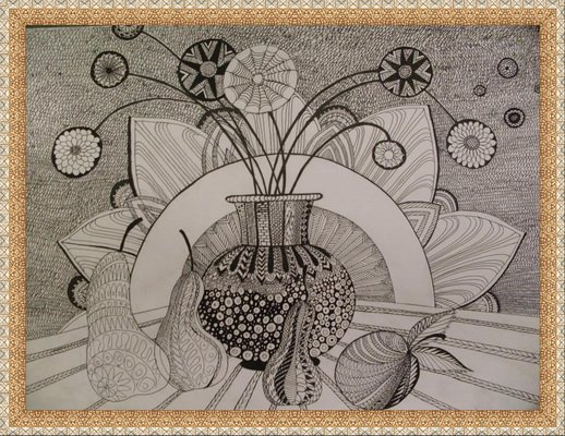 Натюрморт гелевой ручкой