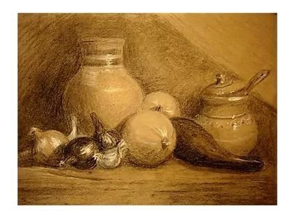 Натюрморт сепией сангиной углем