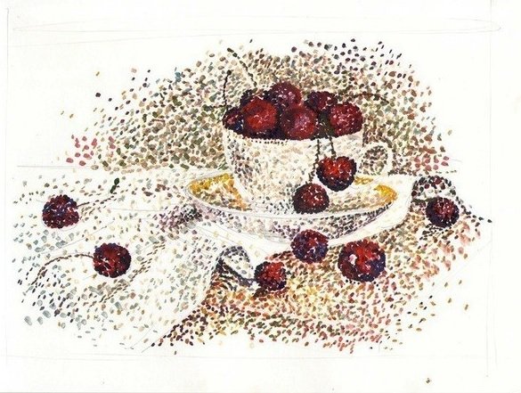 Пуантилизм (дивизионизм) фрукты