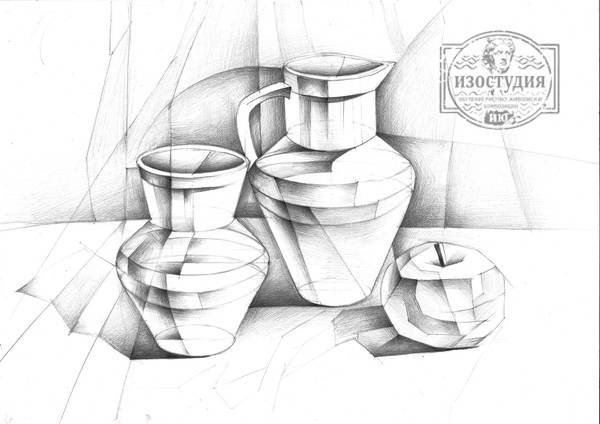 Стилизация предметов натюрморта карандашом