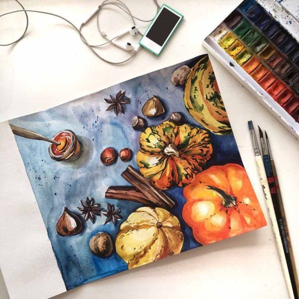 Акварельные скетчи натюрморт