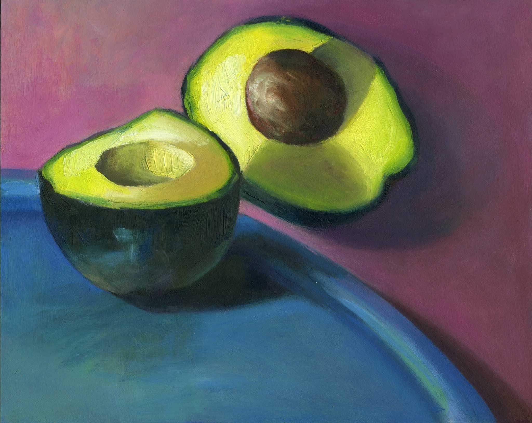 Натюрморт красками авокадо