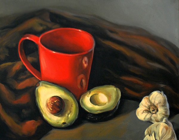 Натюрморт с авокадо гуашью