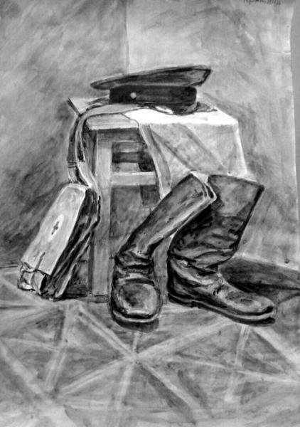 Военный натюрморт карандашом