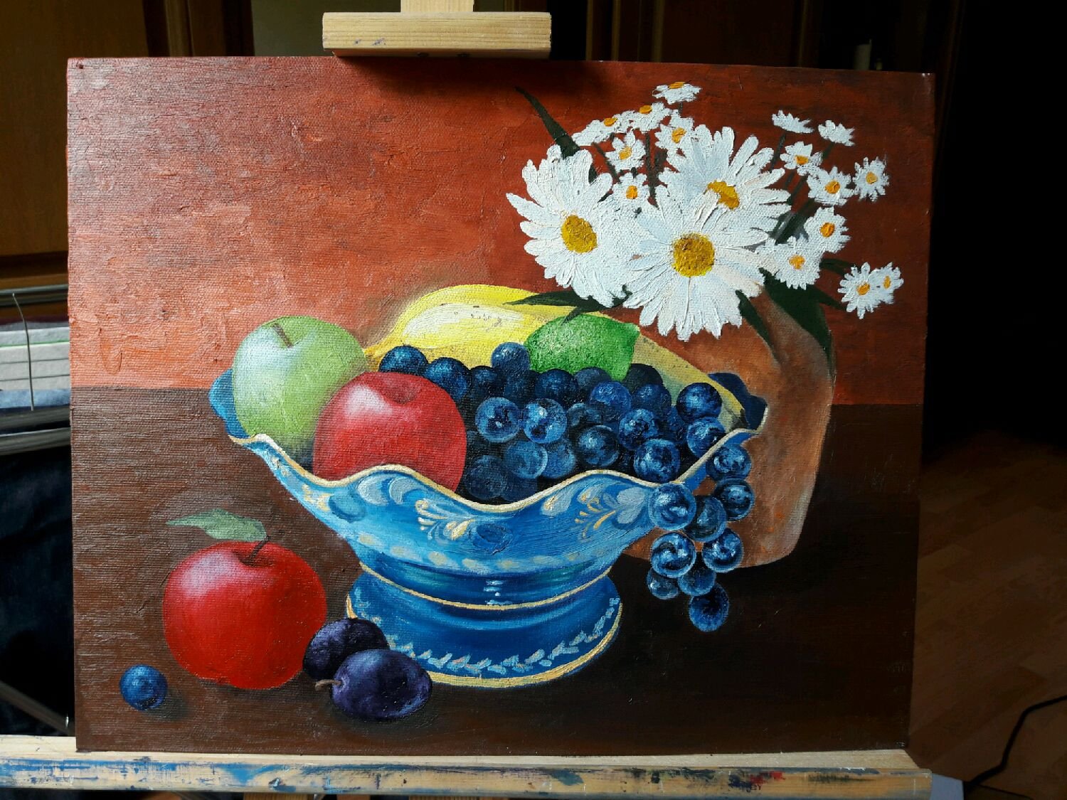 Тарелка с фруктами живопись