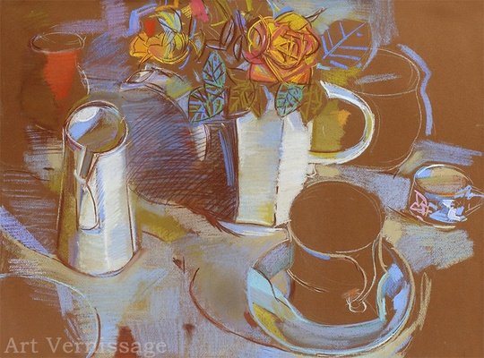 Декоративный натюрморт масляной пастелью