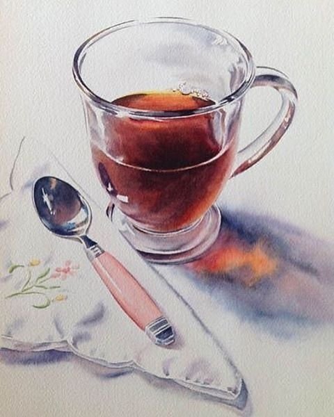 Натюрморт чаепитие акварель