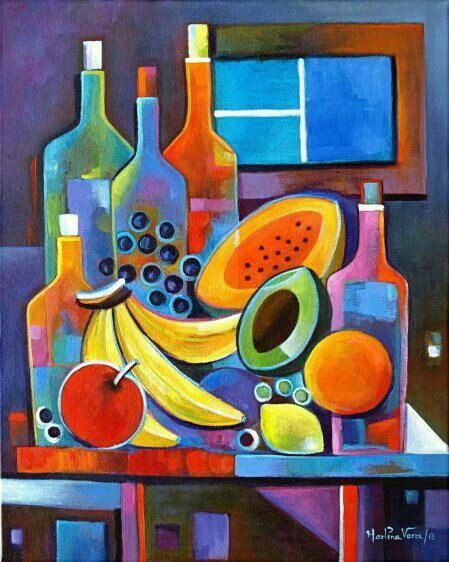 Декоративный натюрморт с фруктами