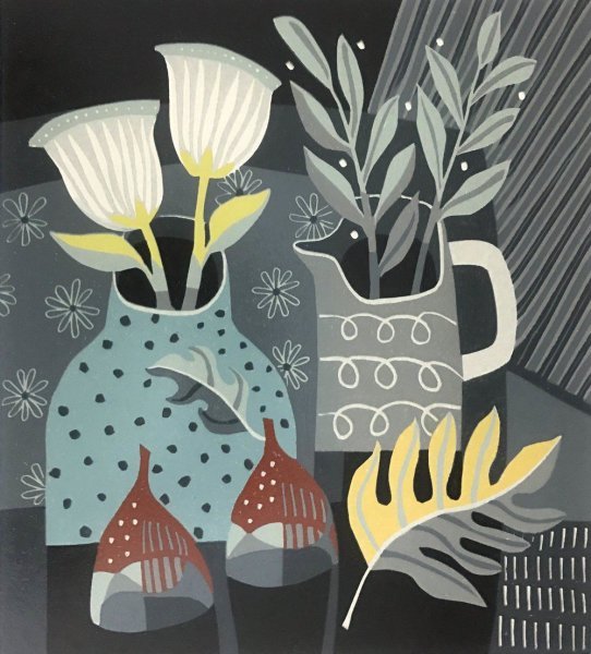 Декоративный натюрморт гелевой ручкой