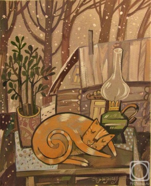 Декоративный натюрморт акварелью