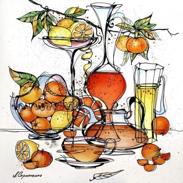 Цветная Графика натюрморт