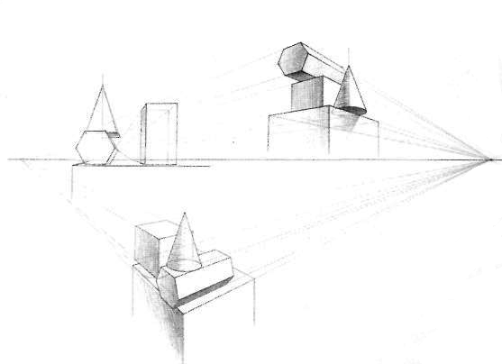 Натюрморт из геометрических тел (построение, перспектива)