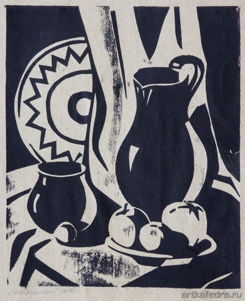 Гравюра на картоне натюрморт