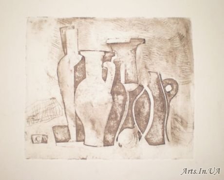 Гравюра на картоне натюрморт