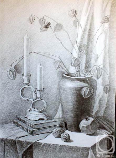 Деревенский натюрморт карандашом