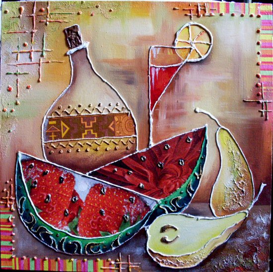 Арбуз в технике коллаж