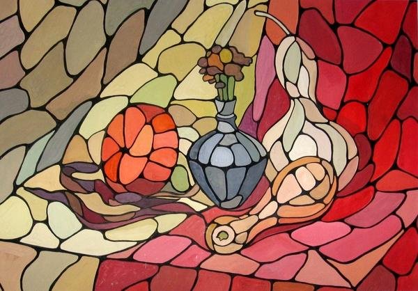 Декоративный натюрморт в технике витраж