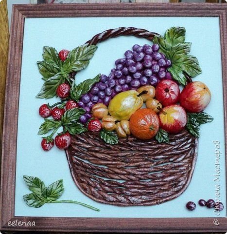 Корзина с фруктами из соленого теста