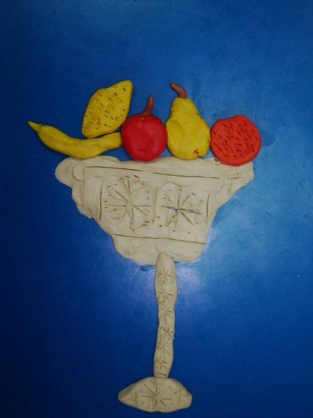 Ваза с фруктами пластилинография для детей