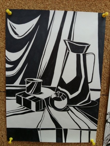 Стилизация натюрморта черно белая