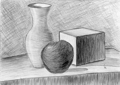 Натюрморт с фруктами геометрическими фигурами