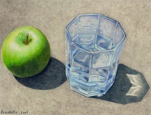 Стеклянный натюрморт цветными карандашом