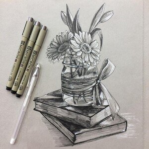 Натюрморт линером Графика