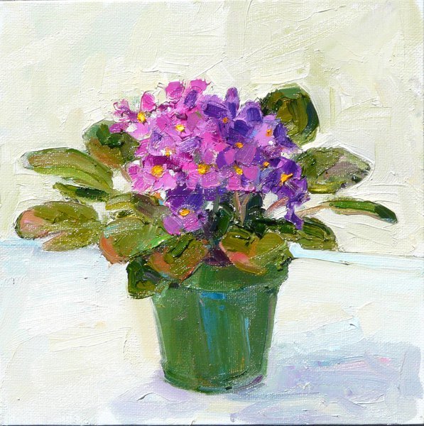 Цветок в горшке гуашью