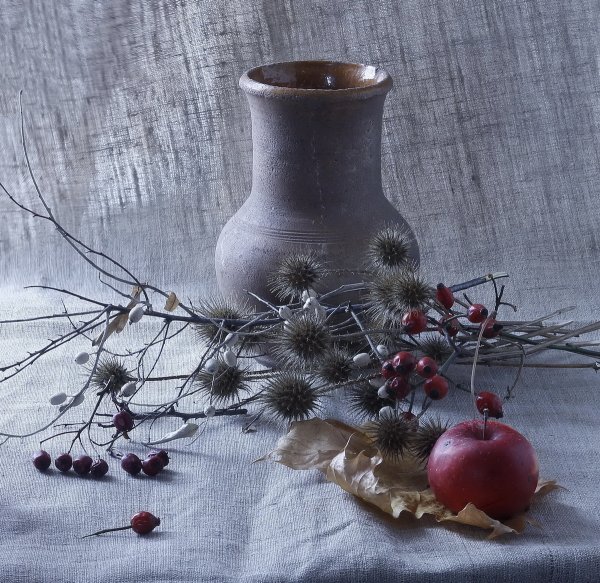 Пейзаж новогодний натюрморт