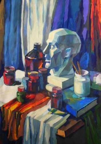 Декоративный натюрморт с гипсовой головой