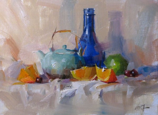 Натюрморт из 3 предметов гуашью