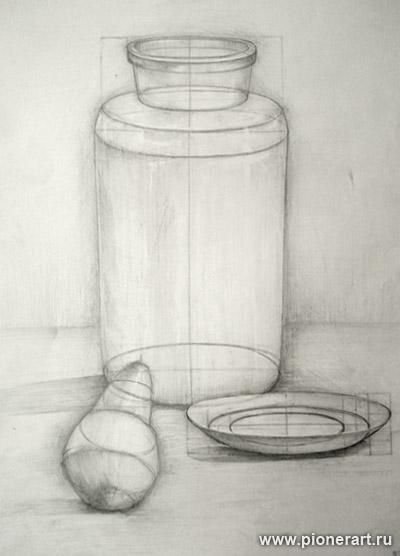 Линейный натюрморт карандашом