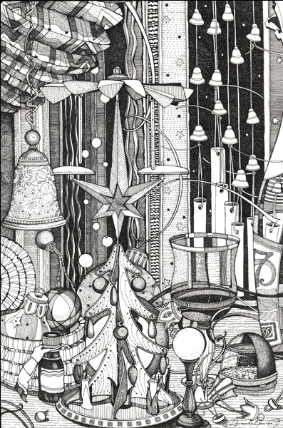 Декоративный натюрморт гуашью