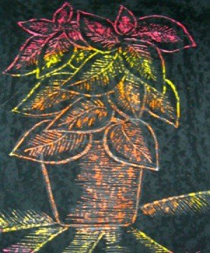 Новогодний натюрморт граттаж