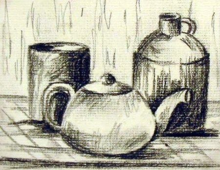 Натюрморт углем Академический