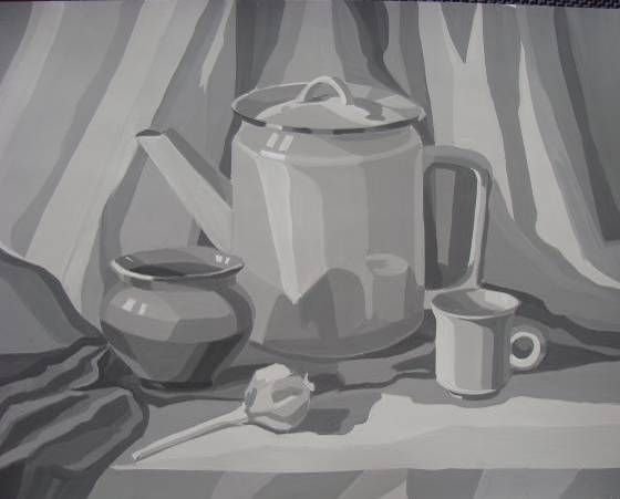 Этюд гризайль гуашь