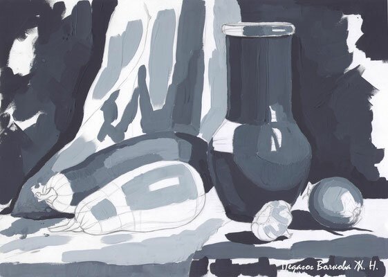 Натюрморт монохром гуашь (48 фото)