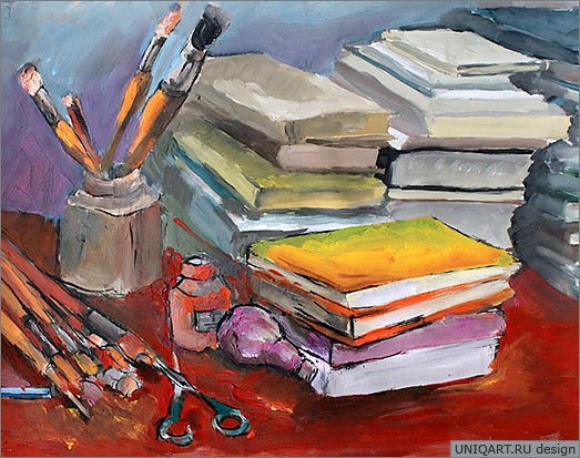 Натюрморт с книгами живопись