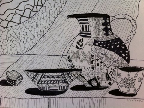 Декоративный натюрморт Графика