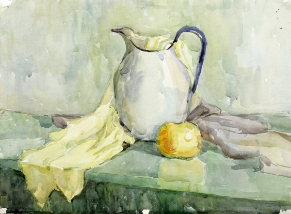 Белый предмет акварелью